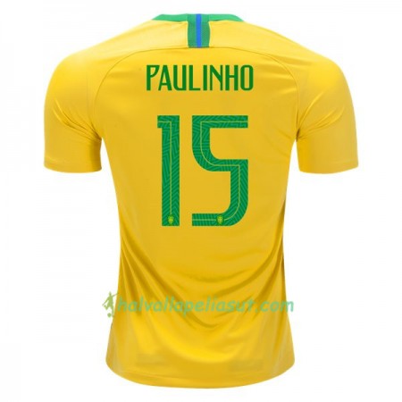 Jalkapallo Pelipaidat Brasilia Paulinho 15 World Cup 2018 Kotipaita